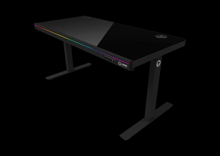 LORGAR PRO DP80G gaming desk with an RGB strip on the front of the top