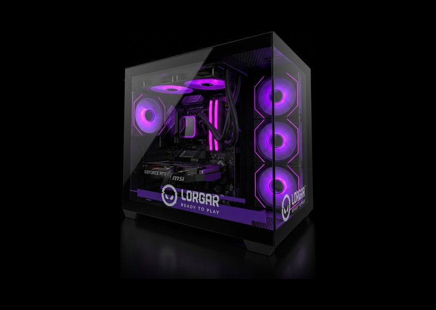 Komputer gamingowy LORGAR z podświetleniem RGB i szklaną ścianą boczną